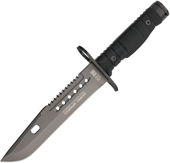 K25 Tactical Black Gray Stainless Steel Sawback Fixed Blade Knife 32067