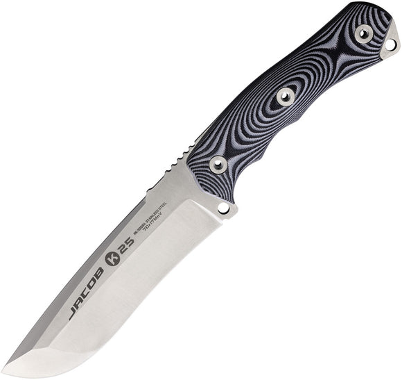 K25 Jacob Tactical Black & White G10 7Cr17MoV Fixed Blade Knife 32554