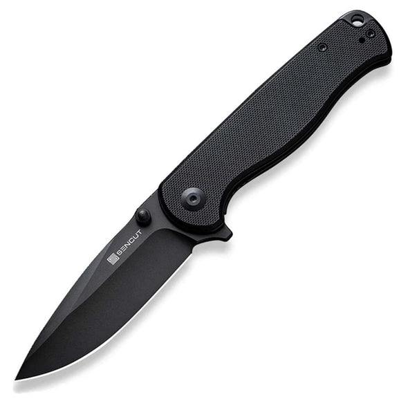 SENCUT Errant Linerlock Black G10 Folding 9Cr18MoV Drop Pt Pocket Knife 23054B1