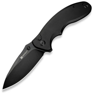 SENCUT Cybrix Button Lock Black Aluminum Folding 9Cr18MoV Pocket Knife 23098A1