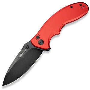 SENCUT Cybrix Button Lock Red Aluminum Folding 9Cr18MoV Pocket Knife 23098A3