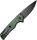 SENCUT Praktisk Linerlock Green Micarta Folding 9Cr18MoV Drop Pt Pocket Knife 240193