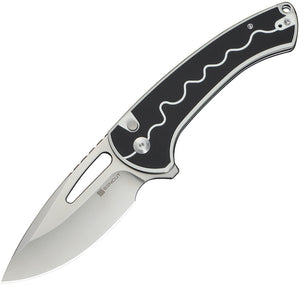 SENCUT Squiggy Button Lock Black & White G10 Folding 9Cr18MoV Pocket Knife 24082A1