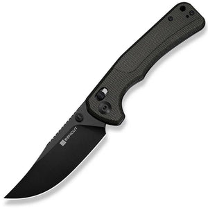 SENCUT Slybolt Crossbar Lock Dark Green Micarta Folding 9Cr18MoV Pocket Knife 25001A1