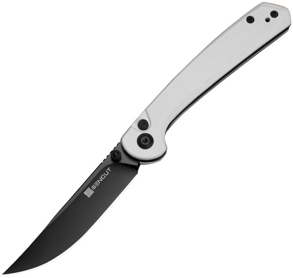 SENCUT Skelfin Button Lock White G10 Folding 9Cr18MoV Pocket Knife 250071 