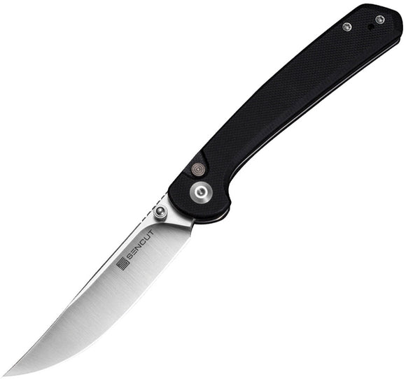 SENCUT Skelfin Button Lock Black G10 Folding 9Cr18MoV Pocket Knife 250072