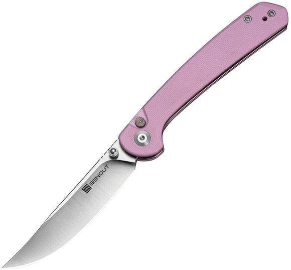 SENCUT Skelfin Button Lock Powder Pink G10 Folding 9Cr18MoV Pocket Knife 250073