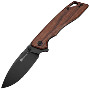 SENCUT Stratex Linerlock Guibourtia Wood Folding 9Cr18MoV Drop Pt Pocket Knife 250553