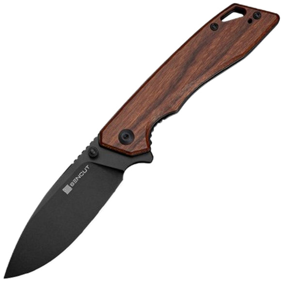 SENCUT Stratex Linerlock Guibourtia Wood Folding 9Cr18MoV Drop Pt Pocket Knife 250553