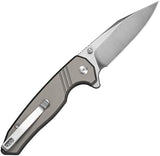 SENCUT Selkyris Button Lock Gray Aluminum Folding D2 Steel Pocket Knife 250682