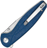 SENCUT Vyrce Linerlock Blue Shredded G10 Folding D2 Steel Pocket Knife 251042