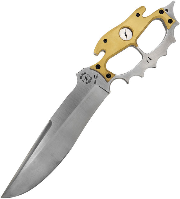 Sniper Bladeworks British Death Head Brass Fixed Blade Bowie Knife BDHBRZSAT