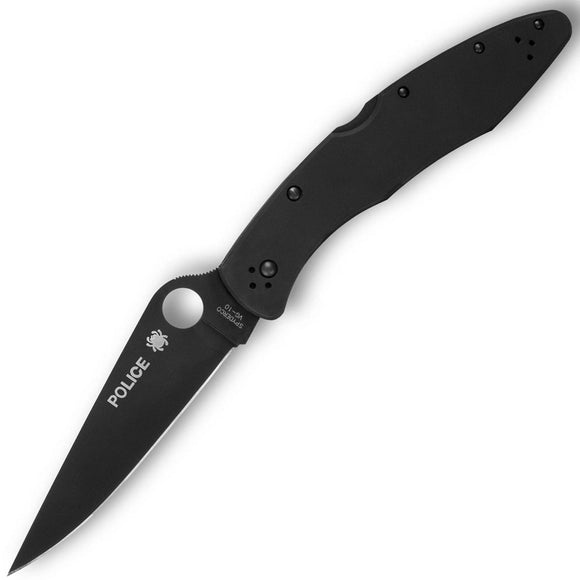 Spyderco Police Model Lockback Black Stainless Folding VG-10 Pocket Knife 07BKP