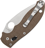 Spyderco Manix 2 Ball Bearing Lock Brown Canvas Micarta Folding CruWear Knife 101MPCW2