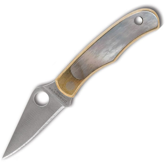 Spyderco Bug Slip Joint Nickel Silver & Abalone Folding 12C27 Pocket Knife 133AP