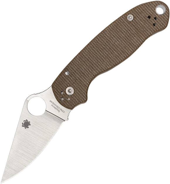 Spyderco Para 3 Compression Lock Brown Micarta Folding CruWear Pocket Knife 223MPCW