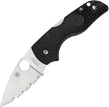 Spyderco Lil' Native Lockback Black FRN Folding CTS-BD1N Serrated Pocket Knife 230SBK