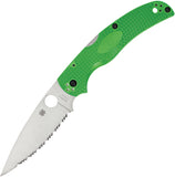 Spyderco Native Chief Salt Lockback Green FRN Folding LC200N Serrated Pocket Knife 244SGR