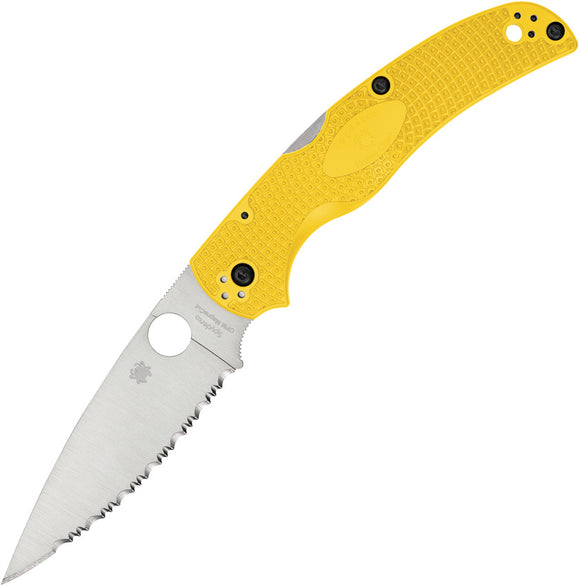 Spyderco Native Chief Lockback Salt Yellow FRN Folding Serrated MagnaCut Pocket Knife 244SYL