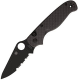 Spyderco ButtonUp Button Lock Blackout Carbon Fiber & G10 Folding 8Cr13MoV Serrated Knife 275CFPSBK