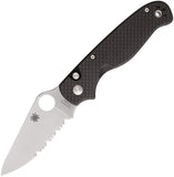 Spyderco ButtonUp Button Lock Carbon Fiber & G10 Folding 8Cr13MoV Serrated Pocket Knife 275CFPS