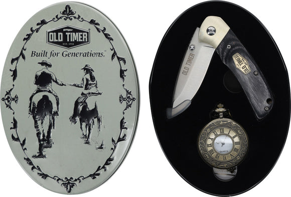 Schrade Old Timer Linerlock Folding Knife /Watch Gift Set 1227062