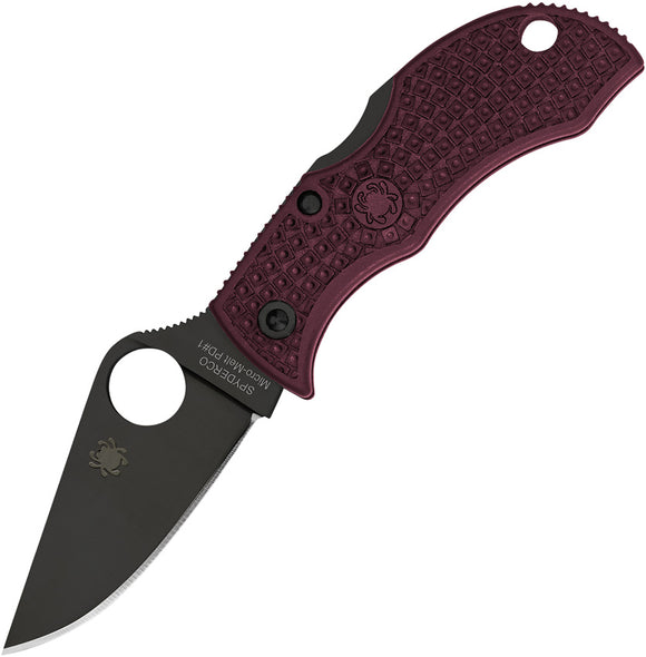 Spyderco Manbug Lockback Sprint Run Burgundy FRN Folding Micro-Melt PD#1 Knife MBBGBKP