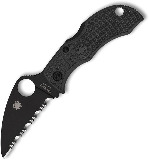 Spyderco Manbug Lockback Black FRN Folding Wharncliffe VG-10 Pocket Knife MBKWSBK