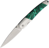 Santa Fe Stoneworks Linerlock Malachite & Wood Folding Stainless Pocket Knife 70M