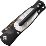 Santa Fe Stoneworks Tesoro Button Lock Titanium & Mother of Pearl Folding Copper Damascus Knife CBMOP01