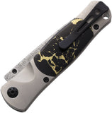 Santa Fe Stoneworks Old Tesoro Button Lock Gray Titanium Folding Damascus Knife DJS01