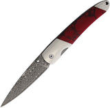 Santa Fe Stoneworks Linerlock Blood Stone & Wood Folding Damasucs Pocket Knife DJS70BB