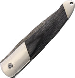 Santa Fe Stoneworks Linerlock White & Gold Stone & Wood Folding Damascus Pocket Knife DJS70WG