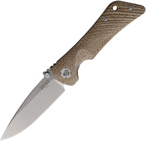 Southern Grind Spider Monkey Linerlock Brown Micarta Folding S35VN Drop Pt Knife 22327