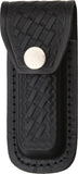 Sheath Folding Knife Black Leather Embossed Basketweave Design Fits 4" 1143