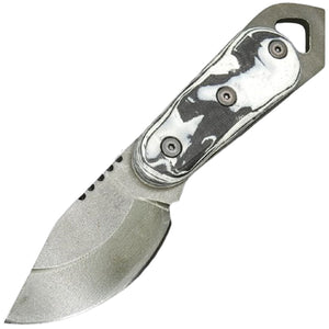 Shed 2025 Skur Arctic White & Black Burl G10 154-CM Fixed Blade Knife 25SKAR