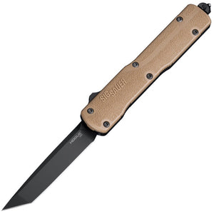 SIG Automatic Counterstrike Knife OTF Black Aluminum & Coyote Tan Polymer CPM-20CV Tanto Blade 36961