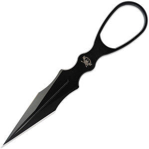 Skallywag Tactical Dagger Black D2 Steel Fixed Blade Knife w/ Belt Sheath 17008