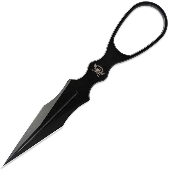Skallywag Tactical Dagger Black D2 Steel Fixed Blade Knife w/ Belt Sheath 17008