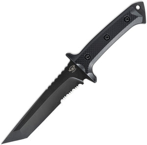 Skallywag Tactical Riptide Black G10 D2 Steel Serrated Tanto Fixed Blade Knife 17017