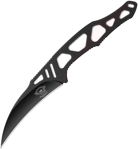 Skallywag Tactical Peg Leg Black 80CrV2 Carbon Steel Fixed Blade Knife w/ Sheath 17047