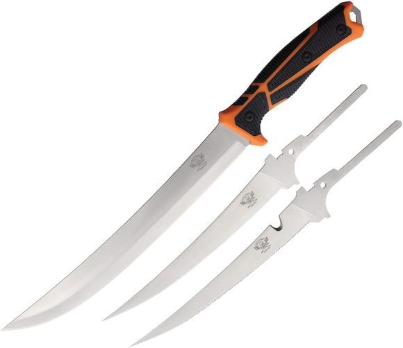 Skallywag Tactical Badfish Fillet Black & Orange Fixed Blade Knife w/ Blades 17049