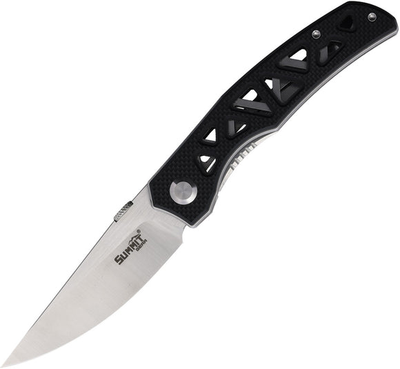 Summit Gear Linerlock Black G10 Folding Stainless Drop Pt Pocket Knife 012BK