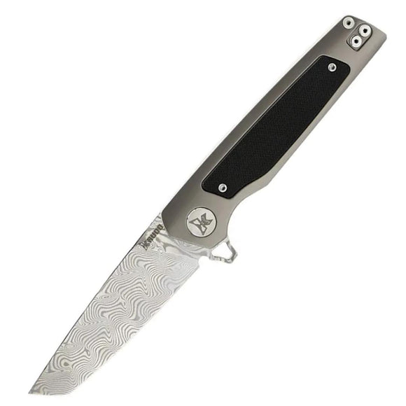 Krudo XZILE Framelock Black G10 & Stainless Folding Damascus Pocket Knife 982