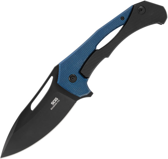 SOG Bulwark FLK Framelock Blue & Black Micarta Folding D2 Steel Pocket Knife 14240157