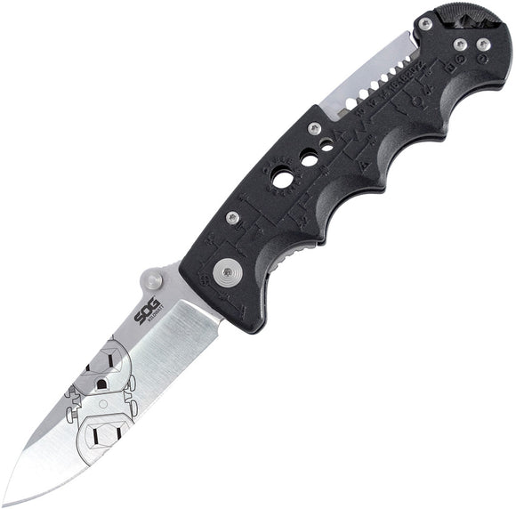 SOG Kilowatt Folding Blade Wire Stripper Black Handle Electrician Knife EL01CP