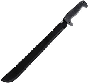 SOG SogFari Machete 24" Overall Fixed Serrated Sawback Blade Black Handle MC02N