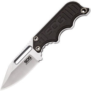 SOG Instinct Mini Satin Stainless Fixed Blade Black G10 Handle Knife + Sheath NB1002CP