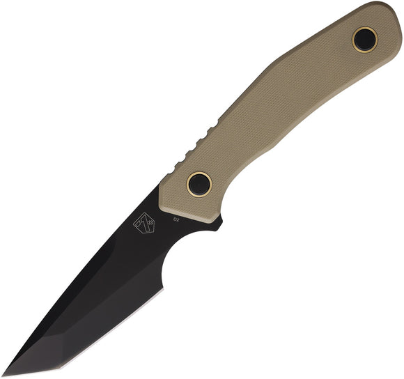 Se7en Plus Strider Flat Dark Earth G10 Black D2 Steel Tanto Fixed Blade Knife w/ Sheath 240502FD