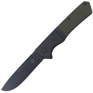 Se7en Plus Lizard Linerlock Black Aluminum & Green G10 Folding D2 Steel Pocket Knife 240507OD